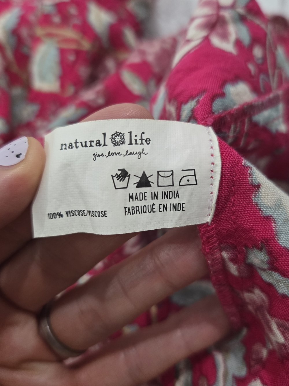 NATURAL LIFE Pink Floral Skirt with White and Light Blue Accents